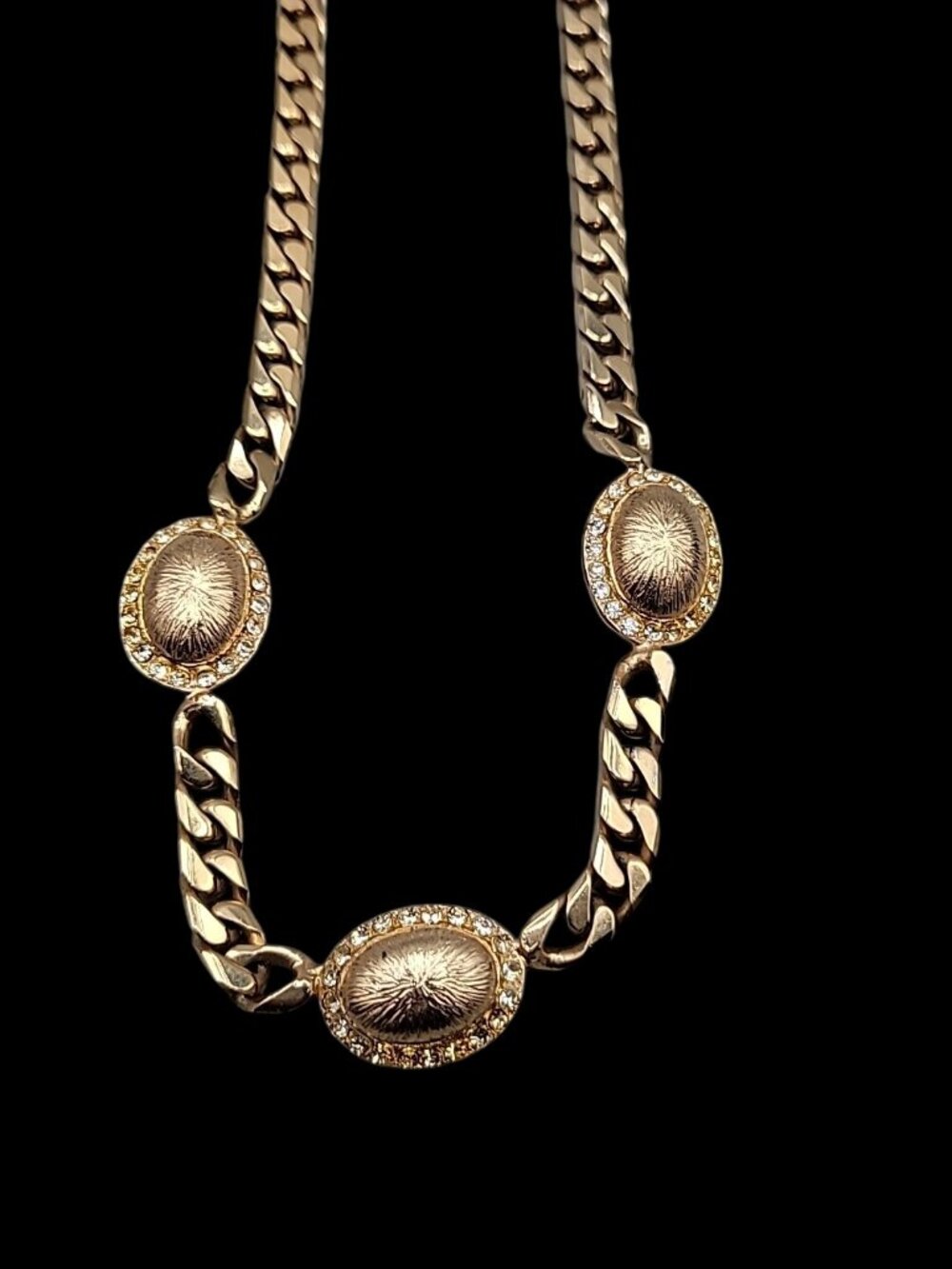 Bijoux Cascio Chunky Enamel Rhinestone Station Choker Necklace 17" Gold Tone VTG - Picture 10 of 16